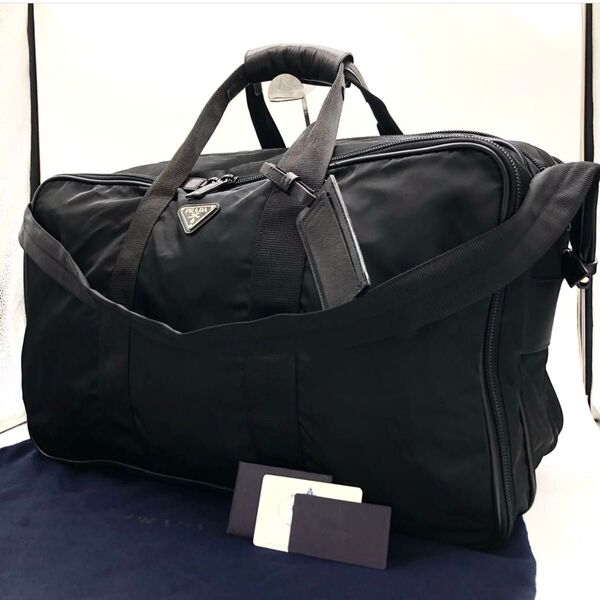 【極上美品・付属品付き】PRADA プラダ 2way ボストンバッグ ショルダーバッグ テスートナイロン × サフィアーノレザー