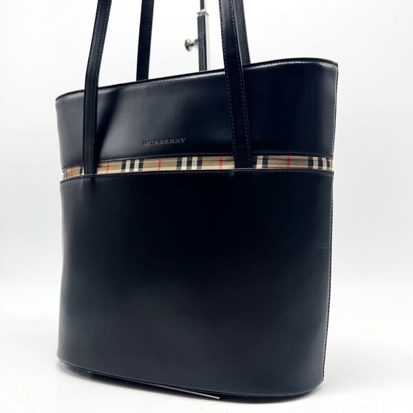 【極美品・使用感少】Burberry バーバリー トートバッグ ショルダーバッグ 肩掛け バケツ型 ノバチェック シャドーホース