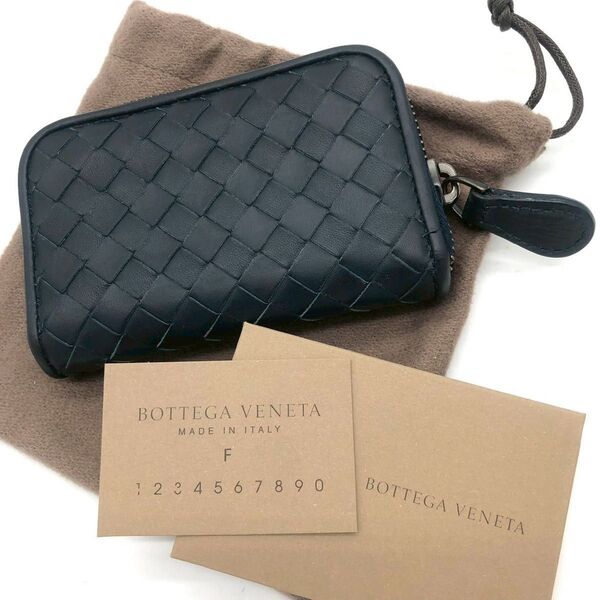 【美品・付属品付き】BOTTEGA VENETA ボッテガヴェネタ イントレチャート コインケース 小銭入れ ネイビー