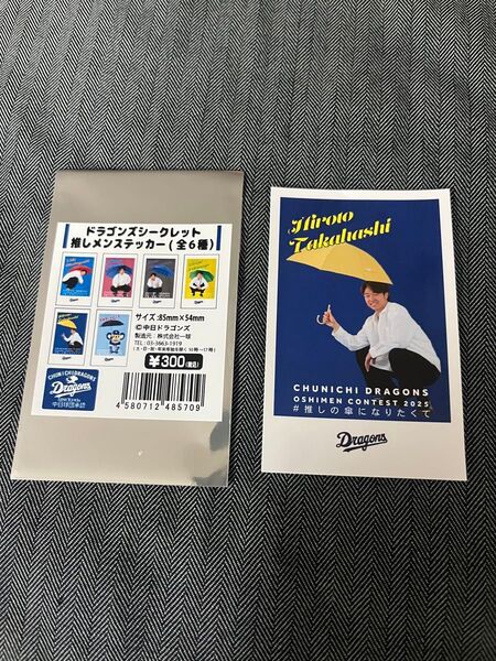 中日ドラゴンズ シークレット 推しメン ステッカー 19 髙橋 宏斗 >