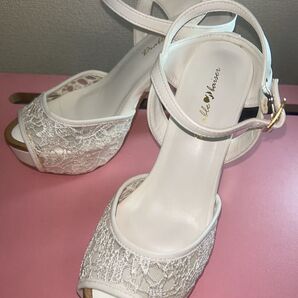 【未使用】オープントゥパンプス 23.0cmホワイト