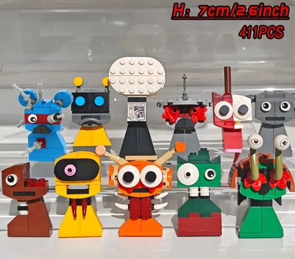 新品 sprunki スプランキー レゴ LEGO ブロック 11体セット ミニフィグ ホラーモード オレン 組み立て