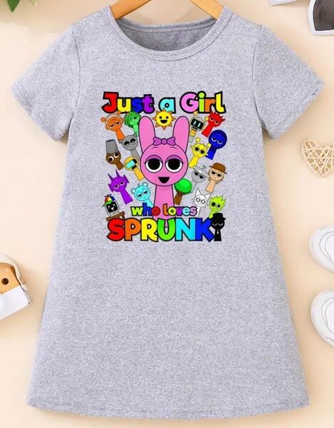 新品 スプランキー Tシャツ ワンピース 100 110 120 ピンキ グレー 半袖Tシャツ sprunki
