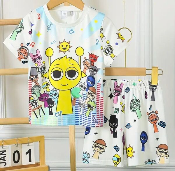 新品 スプランキー Tシャツ ズボン 130 セットアップ 上下セット ホワイト 白 ルームウェア パジャマ