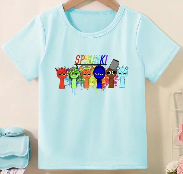 新品 スプランキー Tシャツ 120 130 140 ライトブルー ブルー 青 sprunki 半袖Tシャツ