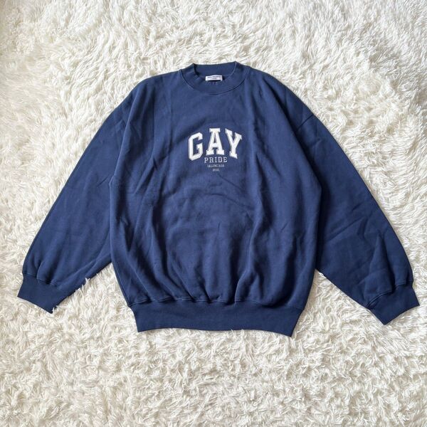 BALENCIAGA バレンシアガ GAY PRIDE 2021クルーネック スウェット ネイビー