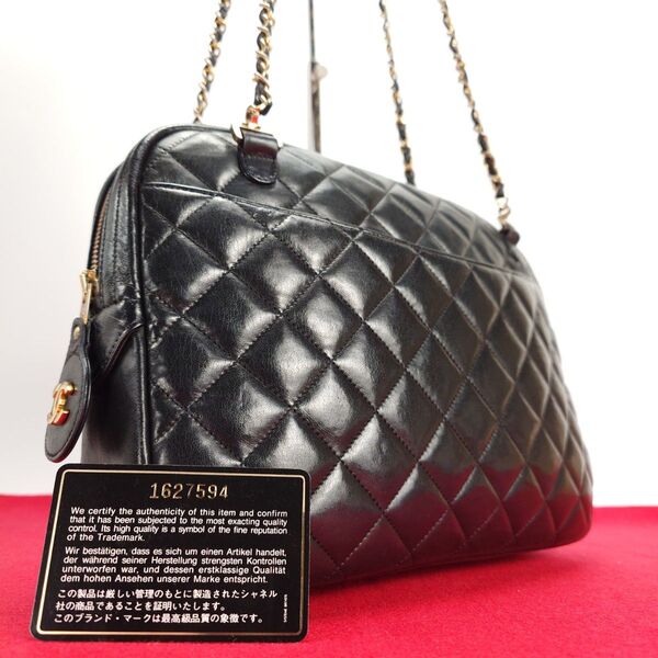 CHANEL シャネル マトラッセ ラムスキン ココマーク チェーン ショルダーバッグ ギャランティカード