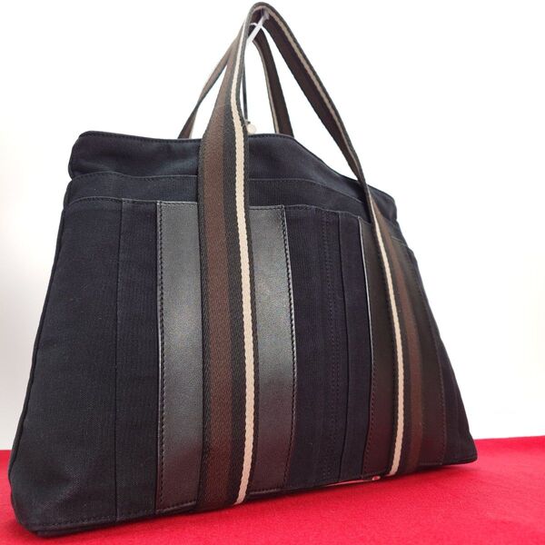 HERMES エルメス トロカホリゾンタルPM トートバッグ ブラック キャンバス ハンドバッグ