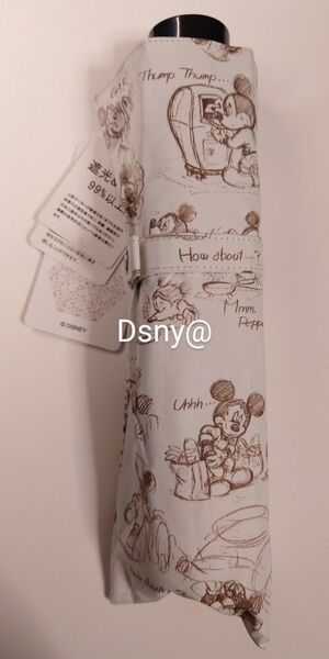 ディズニーリゾート 折り畳み傘 晴雨兼用傘 日傘 手描き風 スケッチ柄 ラフ画 可愛い