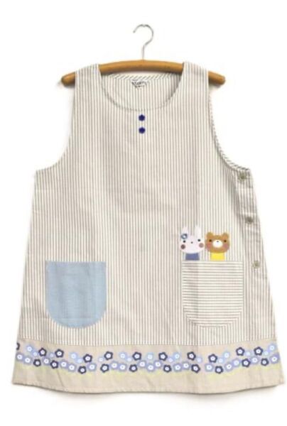 エプロン ネモフィラキッチン おてんばママ 保育士エプロン グレー
