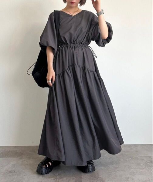 apres jour mignon ドロスト袖ボリュームワンピース