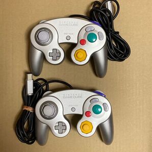 【動作確認済】(NGC) ゲームキューブコントローラー2個(シルバー/銀色)任天堂 DOL-003 GameCube