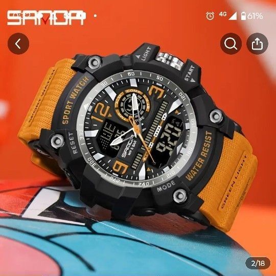 オレンジ/ブラック デジアナ クロノグラフ多機能 Gshock風