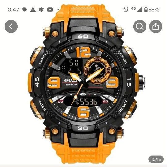 オレンジ/ブラック G-SHOCK風 スポーツウォッチ