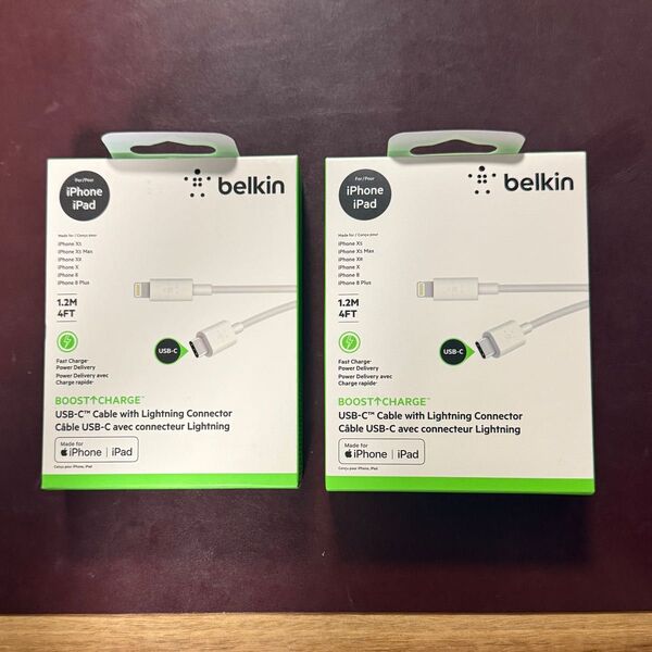 未開封☆Belkin BOOST↑CHARGE USB-C to Lightning Cable 1.2m 2個セット