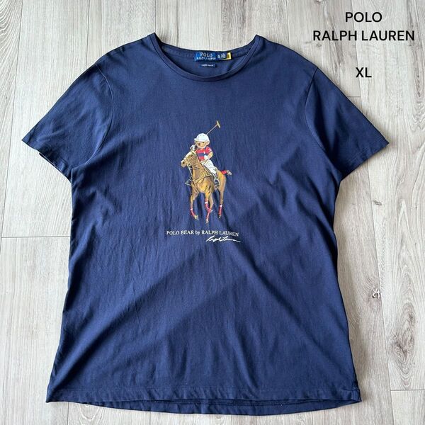 POLO RALPH LAUREN ポロラルフローレン ポロベア 乗馬 Tシャツ ネイビー XL 現行タグ