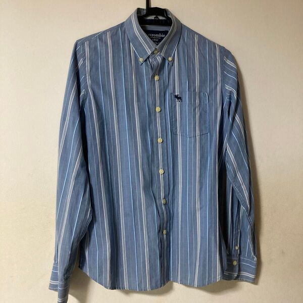 Abercrombie&Fitch ストライプシャツ メンズ ブルー系