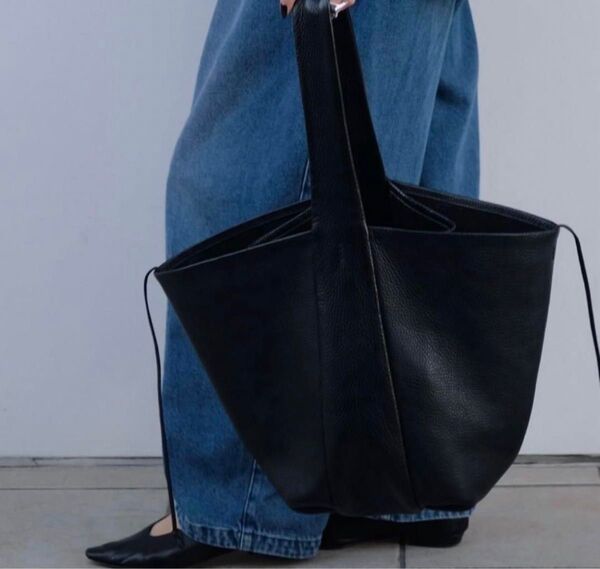 Y'SACCS x C 本郷智香子さん 3 stitch Big Bag 黒 トートバッグ レザー 大容量
