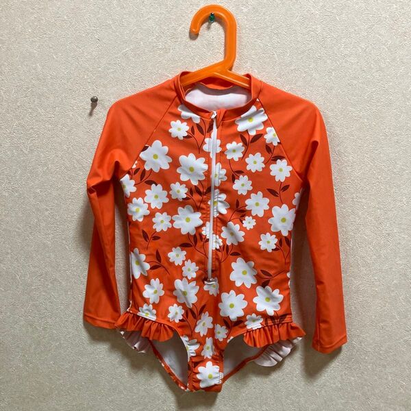 SHEIN 女の子 水着 オレンジ 花柄 110〜120cmくらい