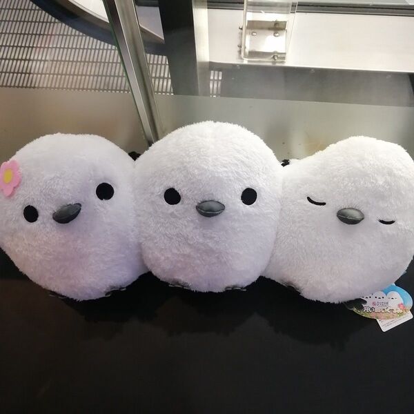 ふくふくシマエナガ よりそい ぬいぐるみ ふんわり ウルトラbig 花 新品 未使用 クッション プライズ ぬいぐるみ