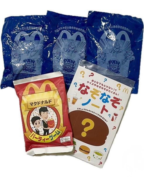 マクドナルド ハッピーセット5点セット パウ・パトロール パーティゲーム なぞなぞノート