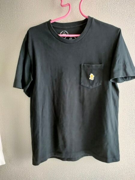 ユニクロ スヌーピーコラボTシャツ ウッドストック M ブラック 半袖Tシャツ ポケット