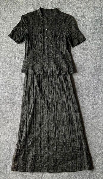 着用1回 LES LALIQUE ラリック セットアップ サラサラ透け感 ワンピース ブラック 刺繍 コットン100% サイズ9