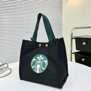 スタバ トートバッグ ランチバッグ保冷バッグ キャンバス ブラック
