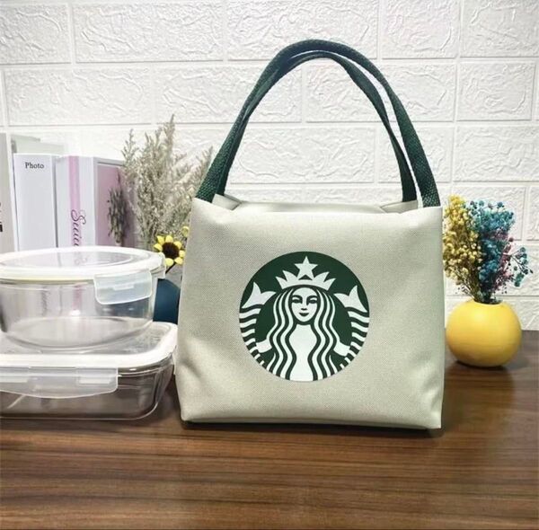 スターバックス ランチバッグ トートバッグ 男女兼用 キャンバス ホワイト