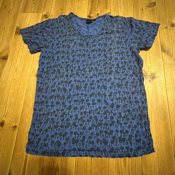 Disney Tシャツ S 半袖 半袖Tシャツ 青 ブルー ディズニー ミッキー ミッキーマウス 総柄