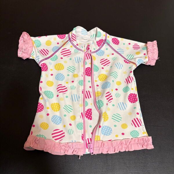 キッズ kids 子供 半袖ラッシュガード 水着 水玉模様 サイズ90cm