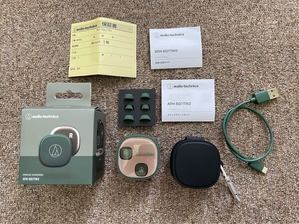 Audio-Technica ワイヤレスイヤホン グリーン ATH-SQ1TW2 オーディオテクニカ