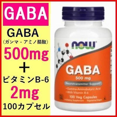 GABA ガンマアミノ酪酸 + ビタミンB6配合 ギャバ 500mg 100カプセル ストレス サプリメント Now Foods