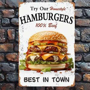 ホームスタイルハンバーガー② HOMESTYLE HAMBURGER ブリキ看板 アメリカン雑貨 ウェルカムボード 世田谷ベース