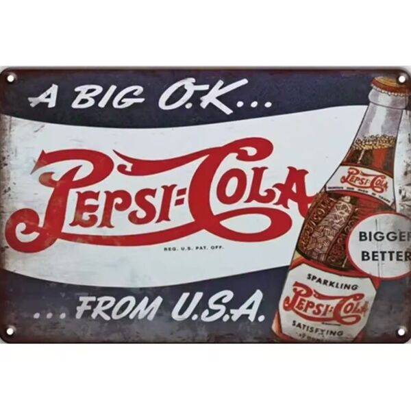 ペプシコーラ ⑦ Pepsi-Cola 金属ブリキ看板 アメリカン雑貨 USA