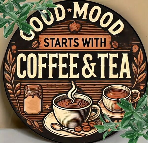 コーヒー&ティー COFFEE&TEA ブリキ看板 飲食店 カフェインテリア USA