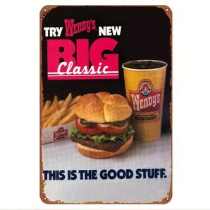 ウェンディーズ ⑥ バーガー Wendy’s オーバル ブリキ看板 アメリカン雑貨