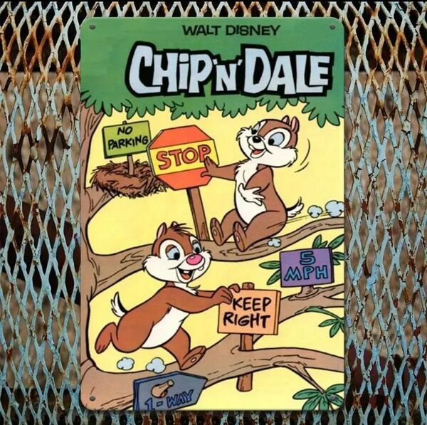 チップとデール Chip 'n Dale 金属ブリキ看板 アメリカン雑貨
