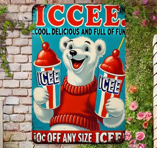 ICEE BEAR ① アイシーベア ブリキ看板 アメリカン雑貨 USA