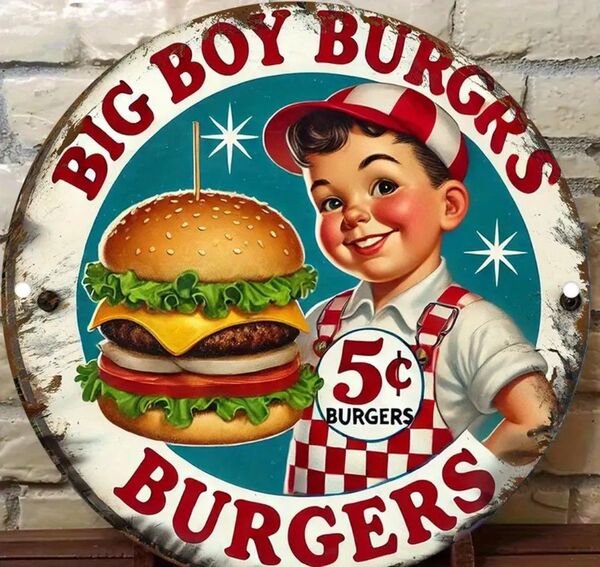 ビックボーイ ① Big Boy オーバル ブリキ看板 アメリカン雑貨 USA 世田谷ベース 飲食店 インテリア