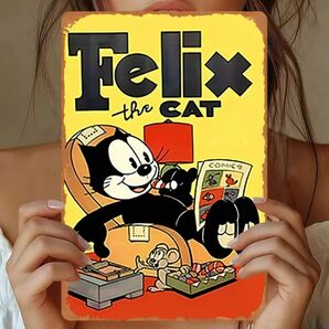 フィリックス・ザ・キャット⑤ Felix the Cat ブリキ看板 アメリカ雑貨
