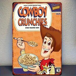 Woody ウッディCOWBOY CRUNCHES シリアル ブリキ看板 USA