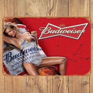 Budweiser ① バドワイザー ビール ピンナップガールズ アメリカンヴィンテージ ブリキ看板