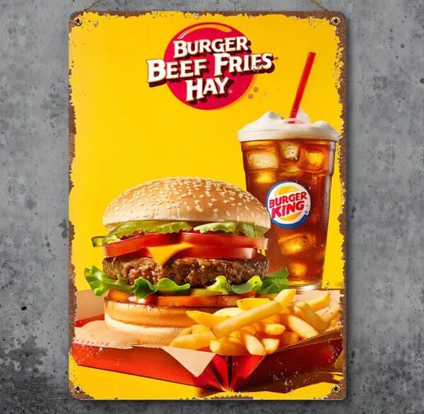 バーガーキング ⑮ BURGER KING ブリキ看板 アメリカン雑貨 ダイナー