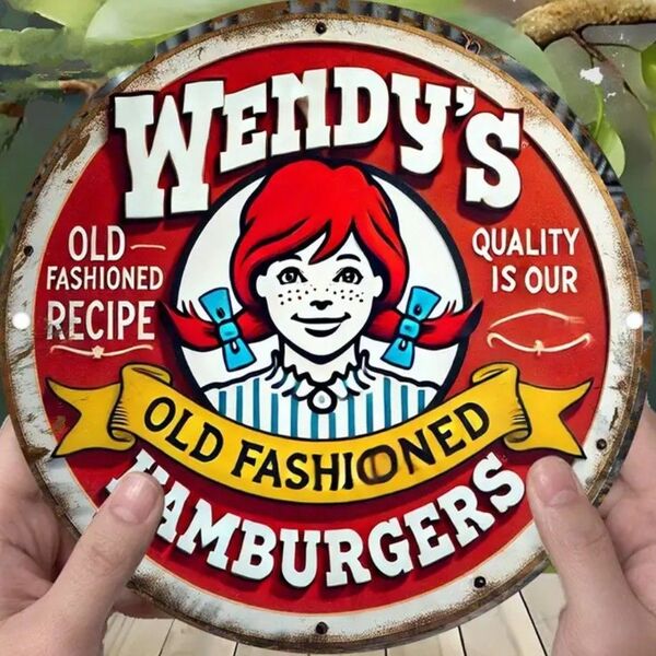 ウェンディーズ バーガー ⑧ Wendy’s オーバル ブリキ看板 アメリカン雑貨