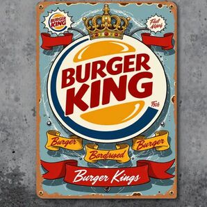 バーガーキング ⑪ BURGER KING 金属ブリキ看板 アメリカン雑貨 USA