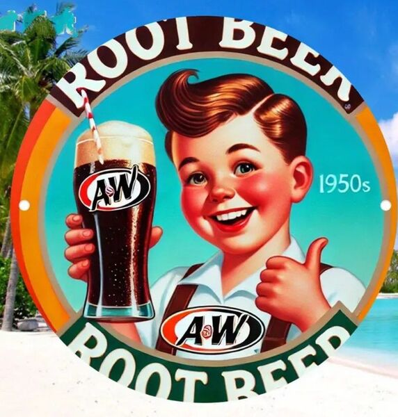 A&W ルートビア ⑬ Root Beer ブリキ看板 アメリカン雑貨 エンダー
