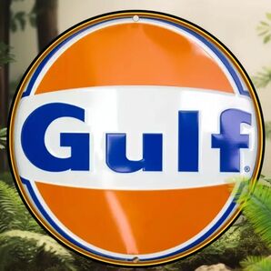 ガルフオイル Gulf オーバル ブリキ看板 アメリカン雑貨 USA GULF ガレージ