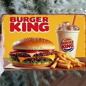 バーガーキング ⑩ BURGER KING 金属ブリキ看板 アメリカン雑貨 USA