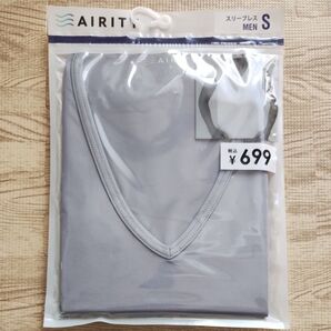 AIRITY メンズ スリーブレス S グレー VネックTシャツ